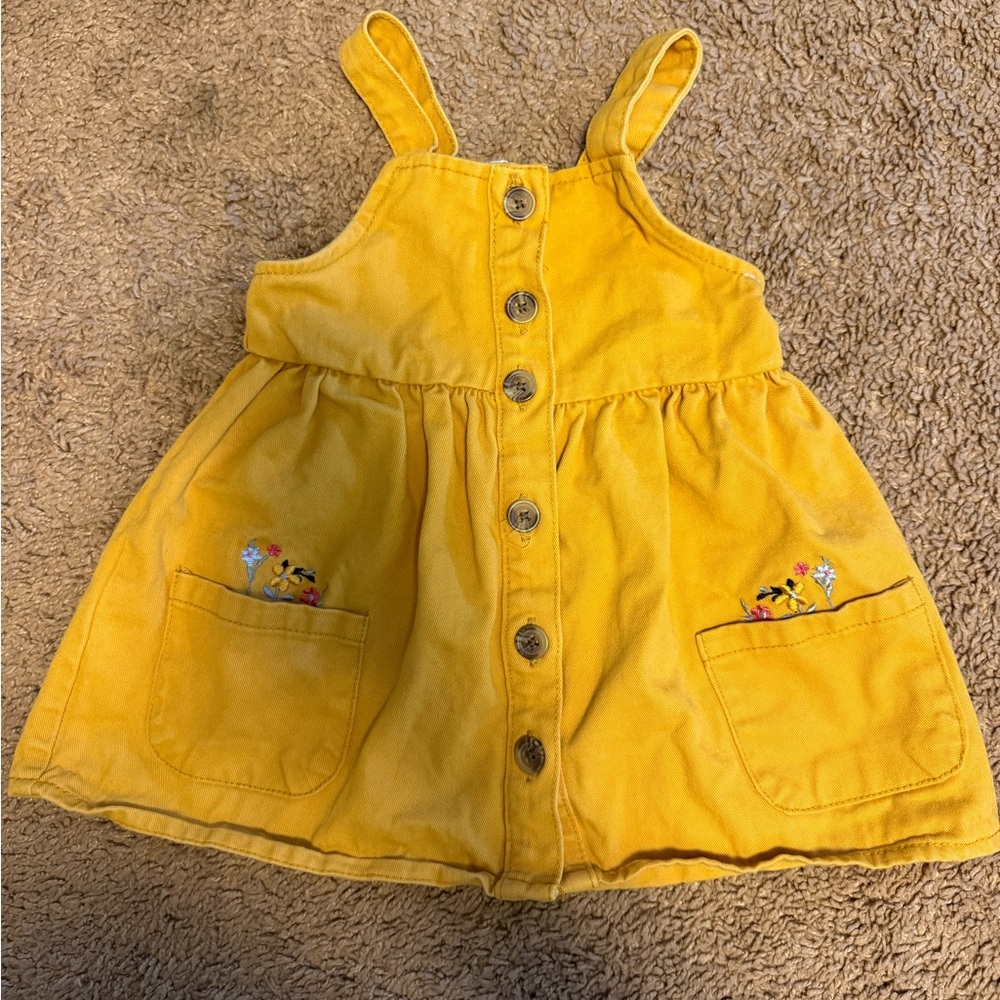 Yellow Button-Front Kids Dress w/ bloomers